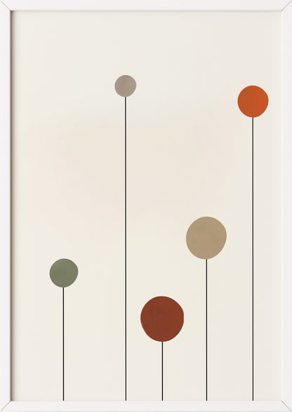 Poster „Abstrakte Kreise“ in weißem Holzrahmen