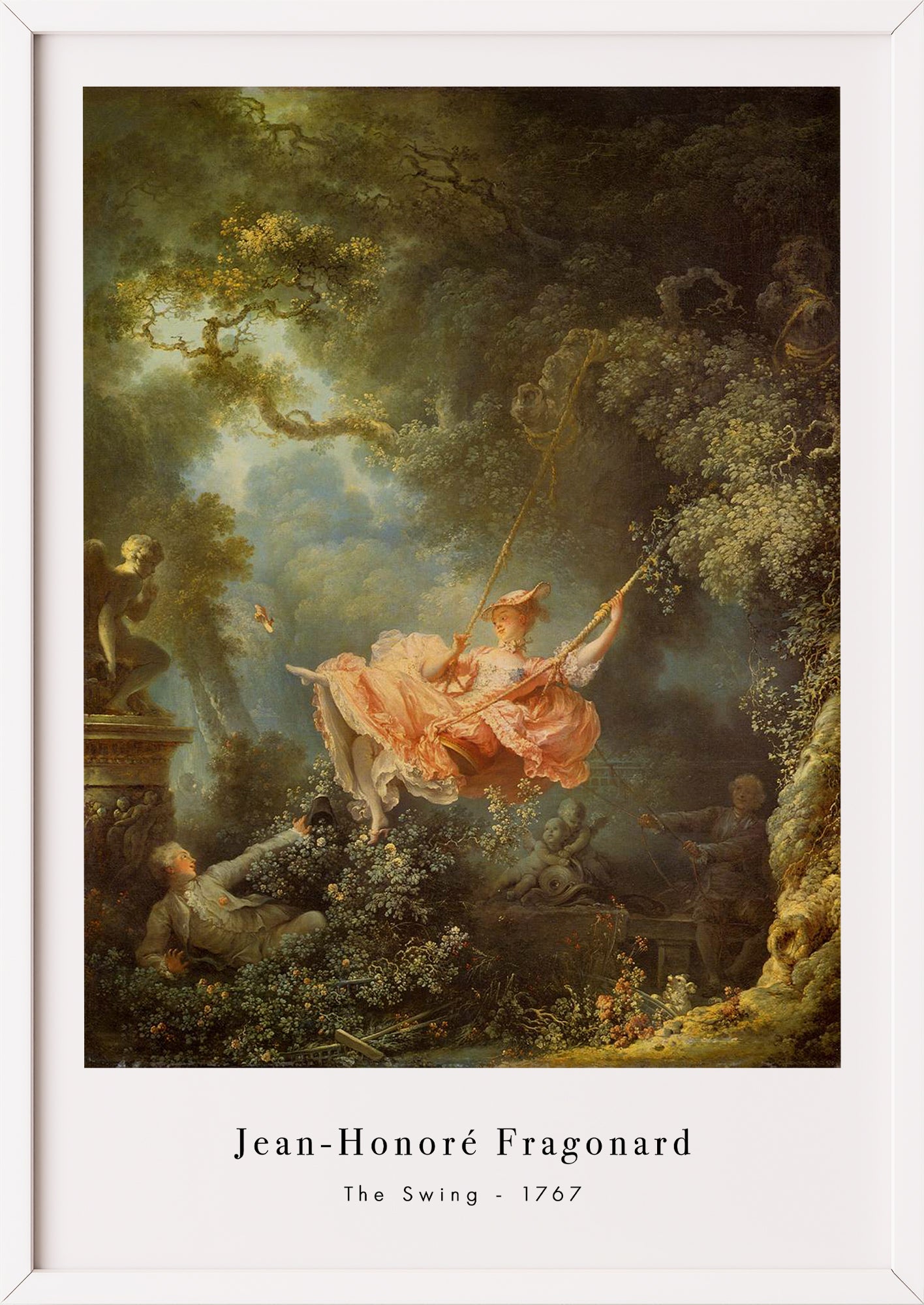 The Swing von Jean-Honoré Fragonard Kunstdruck im weißen Rahmen