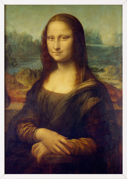 Mona Lisa von Leonardo da Vinci Kunstdruck im weißen Rahmen