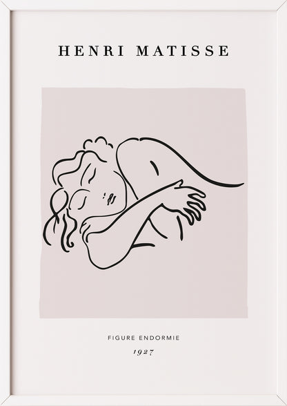 Sleeping Woman von Henri Matisse Kunstdruck im weißen Rahmen