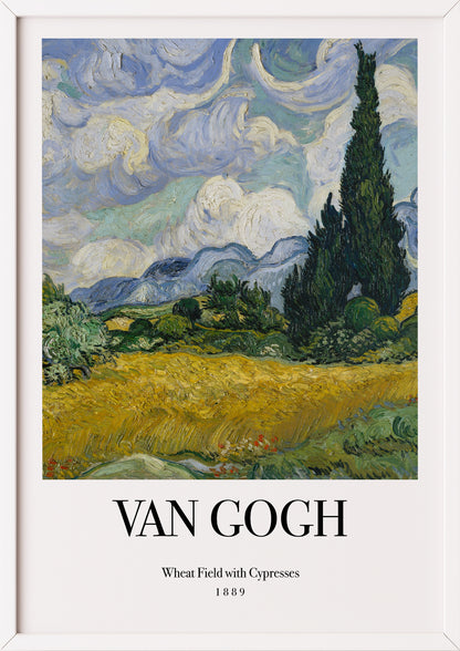 Nahaufnahme von Wheat Field with Cypresses von Vincent van Gogh als Poster