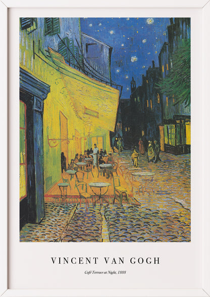 Nahaufnahme von Café Terrace at Night von Vincent van Gogh als Poster