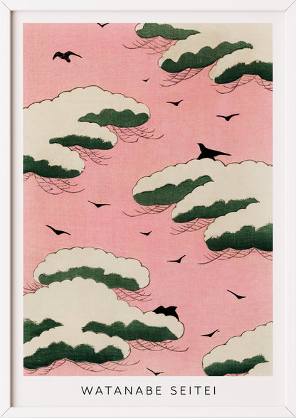 Nahaufnahme von Pink Sky von Watanabe Seitei als Poster