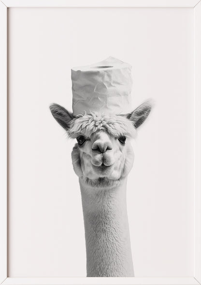 Alpaka Poster mit Klopapier im weißen Rahmen