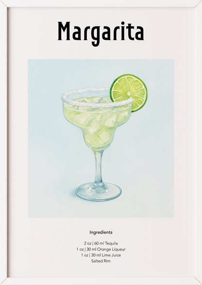 Margarita Poster im weißen Rahmen vor weißem Hintergrund