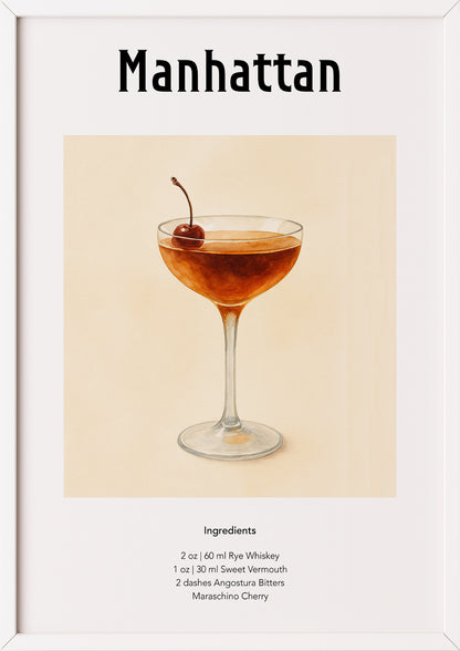 Manhattan Poster im weißen Rahmen vor cremefarbenem Hintergrund