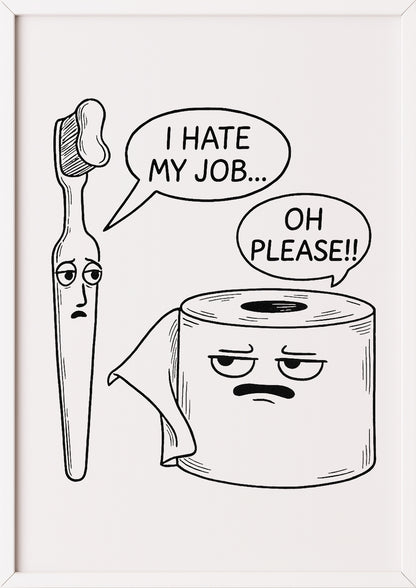Zahnbürste und Klopapier Cartoon im weißen Rahmen