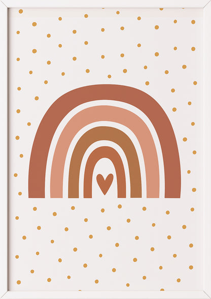 Boho-Regenbogenposter mit Herz und Punkten im weißen Rahmen