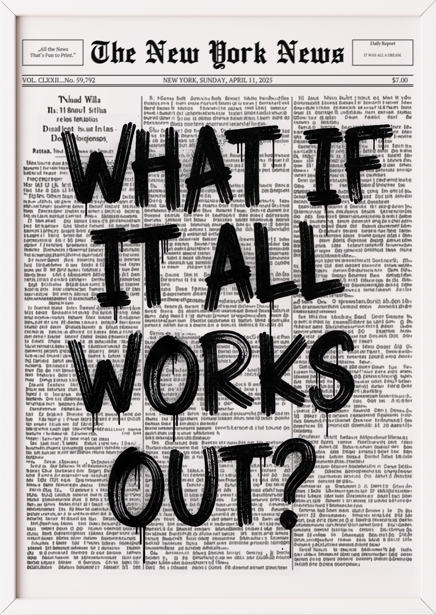 Poster What If It All Works Out? im weißen Holzrahmen