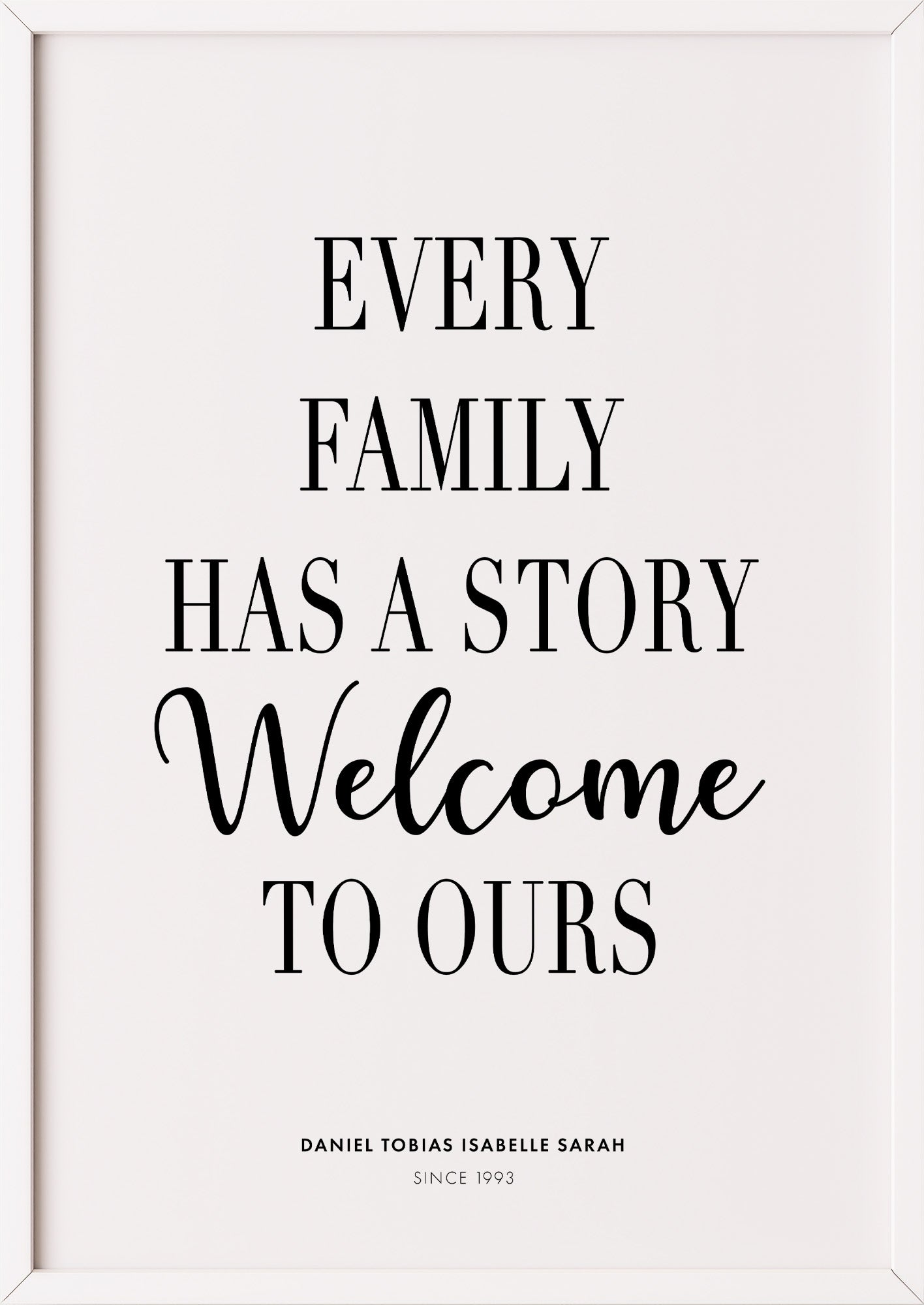 Poster Every Family Has A Story im weißen Rahmen