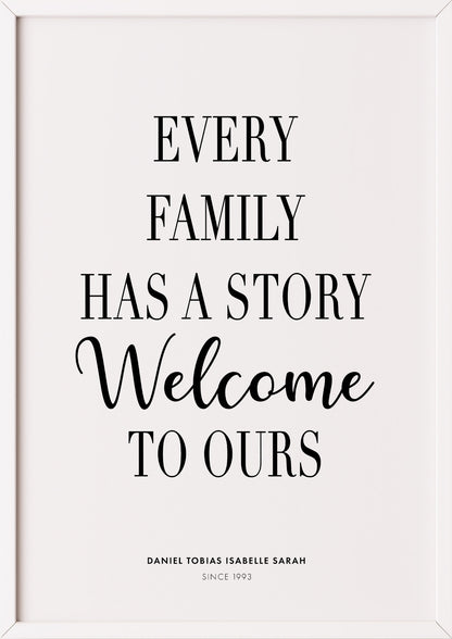 Poster Every Family Has A Story im weißen Rahmen