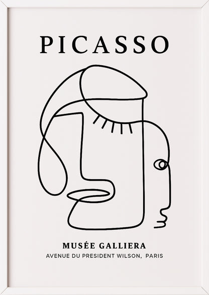 weißer rahmen Abstraktes Line Drawing Poster im weißen Rahmen in stilvollem Raum