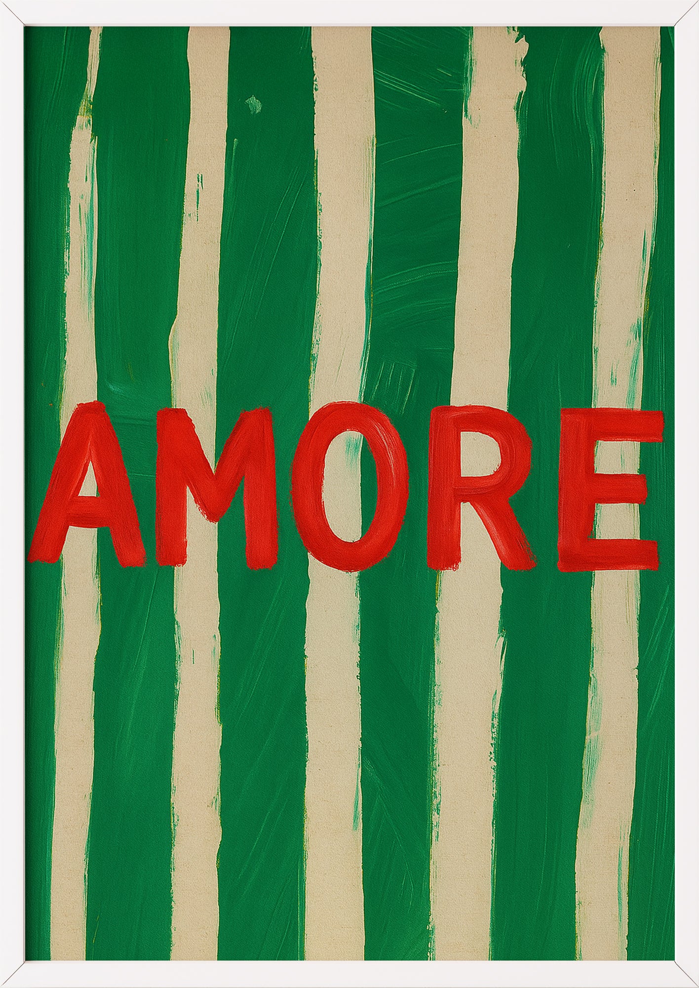 AMORE Typografie Kunstdruck mit weißem Rahmen – stylishes Poster für Wohnzimmer oder Schlafzimmer