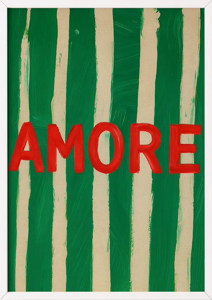 AMORE Typografie Kunstdruck mit weißem Rahmen – stylishes Poster für Wohnzimmer oder Schlafzimmer