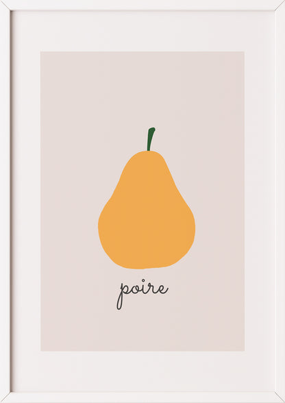 Poster „Pear Illustration - Poire“ weiß.