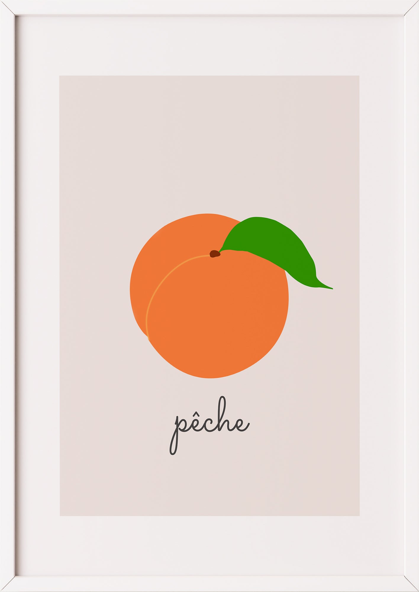 Poster „Peach Illustration - Peche“ weiß.