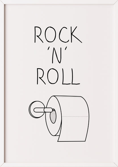 Hochformatiges Poster „Rock ‘N’ Roll“ mit weißem Rahmen, freigestellt.
