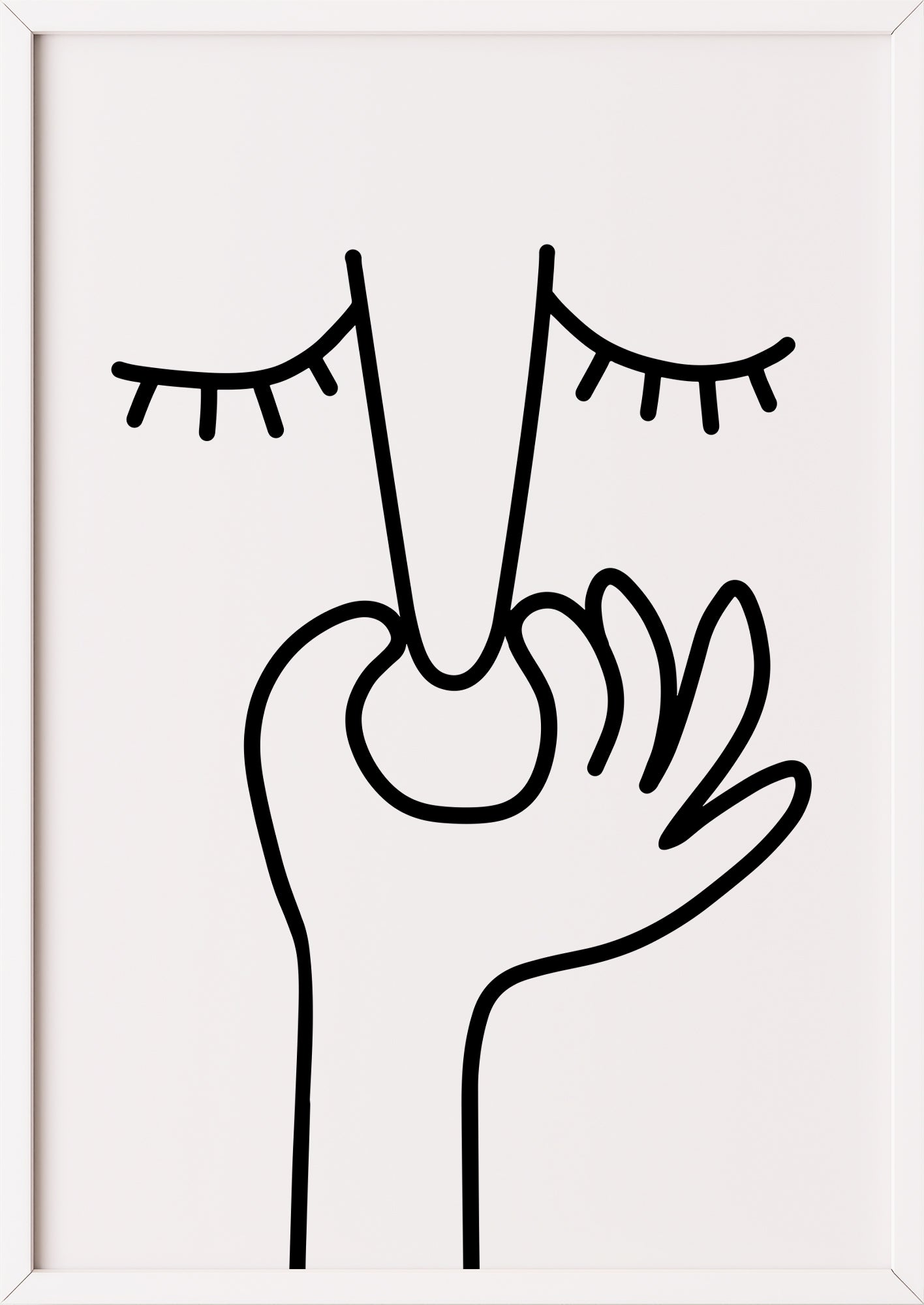 Hochformatiges Poster „Nase Zuhalten“ mit weißem Rahmen, freigestellt.