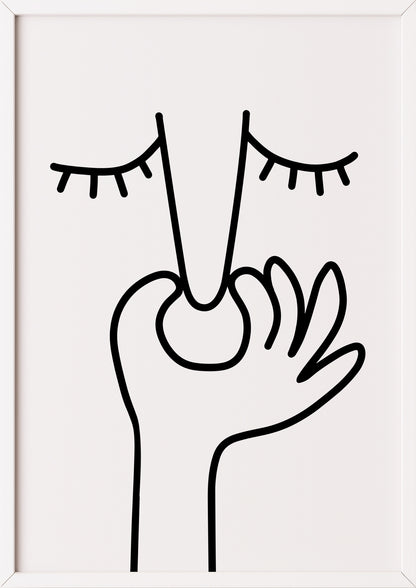 Hochformatiges Poster „Nase Zuhalten“ mit weißem Rahmen, freigestellt.